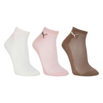 Kit Meia Puma Cano Médio Esportiva C/ 3 Pares Feminina Kit Meia Puma Cano Médio Esportiva C/ 3 Pares Feminina