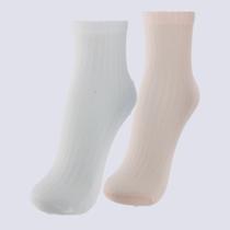 Kit Meia Puma Cano Médio Logo 2 Pares Feminina Branca e Rosa