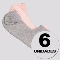 Kit Meia Puma Invisível 6 Pares Feminina Cinza e Rosa