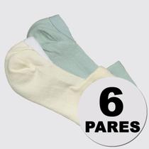 Kit Meia Puma Invisível 6 Pares Feminina Verde e Off White