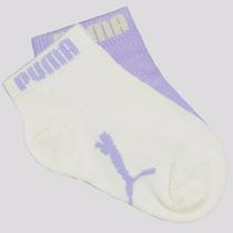 Kit Meia Puma Sapatilha 2 Pares Infantil Bege e Lilás