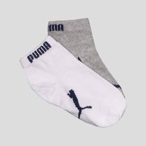 Kit Meia Puma Sapatilha 2 Pares Infantil Cinza e Branca