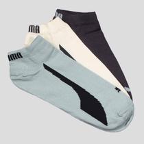 Kit Meia Puma Sapatilha 3 Bege Preta e Verde Kit Meia Puma Sapatilha 3 Bege Preta e Verde