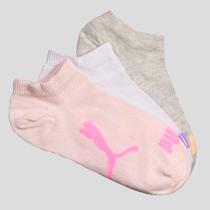 Kit Meia Puma Sapatilha 3 Pares Infantil Bege Rosa e Branca Kit Meia Puma Sapatilha 3 Pares Infantil Bege Rosa e Branca