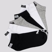 Kit Meia Puma Sapatilha 6 Pares Infantil Cinza