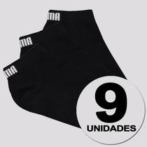 Kit Meia Puma Sapatilha 9 Pares Cano Curto Feminina Preta Kit Meia Puma Sapatilha 9 Pares Cano Curto Feminina Preta