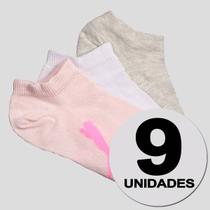 Kit Meia Puma Sapatilha 9 Pares Infantil Bege Rosa e Branca Kit Meia Puma Sapatilha 9 Pares Infantil Bege Rosa e Branca