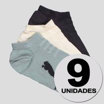 Kit Meia Puma Sapatilha 9 Pares Infantil Cinza Off White e Verde Kit Meia Puma Sapatilha 9 Pares Infantil Cinza Off White e Verde