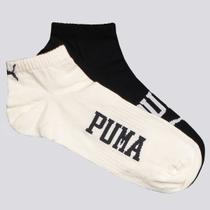 Kit Meia Puma Sapatilha Everday 2 Logo Pares Off White e Preta