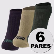 Kit Meia Puma Sapatilha Invisível 6 Pares Bege Verde e Grafite Kit Meia Puma Sapatilha Invisível 6 Pares Bege Verde e Grafite