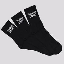 Kit Meia Reebok 3 Pares Cano Médio Preta e Branca