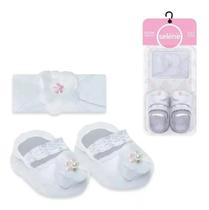 Kit Meia Sapatinho e Faixa Recém Nascido Selene 1095 Kit Meia Sapatinho e Faixa Recém Nascido Selene 1095