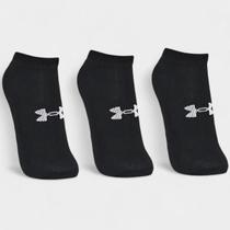 Kit Meia Under Armour Invisível Cotton No Show 3 Pares - Preto