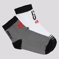 Kit Meia Vasco Escudo 2 pares Infantil Branca e Cinza Kit Meia Vasco Escudo 2 pares Infantil Branca e Cinza