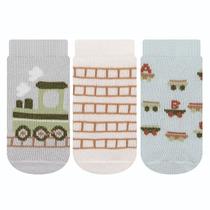 Kit Meias Bebê 03 Pares Recém Nascido Menino Tamanho 13 ao 16 Cia Da Meia