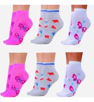 Kit Meias Juvenil Soquete Lisas Ou Estampadas 12 Pares