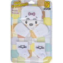 Kit Meias Luvas e Touca Bebê Recém-Nascido Menina Fofurinha Maternidade