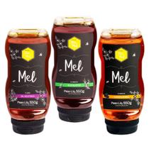 Kit mel de abelha 3 floradas silvestre laranjeira eucalipto