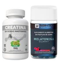 Kit Melatonina Gummys Abihto e Creatina Gummy Uva Verde c/60