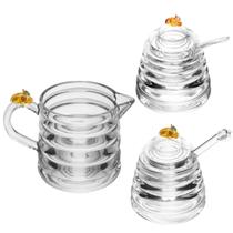 Kit Meleira Açucareiro e Leiteira 590ml Abelinha Colmeia Jarra Leite Little Bee Mesa Posta