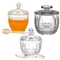 Kit Meleira Mantegueira Açucareiro Vidro Mel Açucar Luxo Kit Meleira Mantegueira Açucareiro Vidro Mel Açucar Luxo