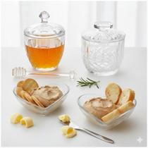 Kit Meleira mel Mantegueira mantega Vidro Luxo bowl Tigela cumbuca em coração vidro cantinho café