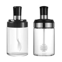 Kit Meleira Pote De Vidro Com Pegador Colher Condimentos Mel Kit Meleira Pote De Vidro Com Pegador Colher Condimentos Mel