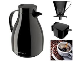 Kit Melhor Café 1 Garrafa Térmica Paris Preta 1L 1 Suporte Preto Para Filtro De Café 1 Açucareiro De Mesa Unitermi