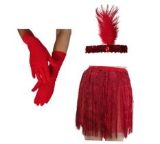 Kit Melindrosa Fantasia Carnaval - Saia + Tiara + Luva Kit Melindrosa Fantasia Carnaval - Saia + Tiara + Luva