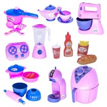 Kit Menina Brinquedo Cozinha Eletro Liquidificador 23 Peças