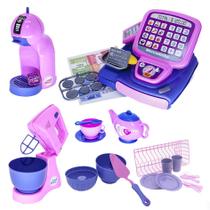 Kit Menina Expresso Bolo Brinquedo Café Batedeira Forma 32pç
