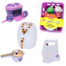 Kit Menina Infantil Cozinha Fogão Batedeira Air Fryer 19p