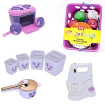 Kit Menina Infantil Cozinha Fogão Batedeira Potinhos 22pç Kit Menina Infantil Cozinha Fogão Batedeira Potinhos 22pç