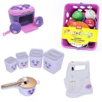 Kit Menina Infantil Cozinha Fogão Batedeira Potinhos 22Peças - Altimar