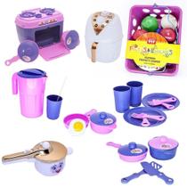 Kit Menina Infantil Cozinha Fogão Copo Talher Jarra 36 Peças