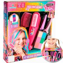 Kit Menina Salão Beleza Prancha Mecha Colorida Pinte Cabelo