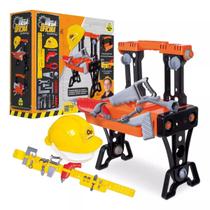 Kit Menino Construtor Martelo Serrote Bancada de Ferramenta