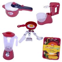 Kit Menino Infantil Cozinha Eletro Mercado Panelas 21pç