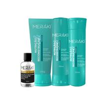 Kit Meráki Nutrição E Reconstrução Shampoo 250ml + Condicionador 250ml + Máscara 200gr + Grátis Óleo Capilar 10ml