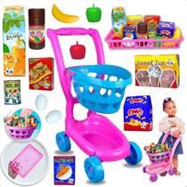 Kit Mercadinho Infantil + Carrinho De Compra hortifruti 26 peças