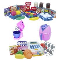 Kit Mercadinho Som Luz Completo Comida Legume Air Fryer 54pç Kit Mercadinho Som Luz Completo Comida Legume Air Fryer 54pç