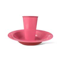 Kit merenda copo prato plastico colorido reforçado refeição infantil fundo aniversario sobremesa
