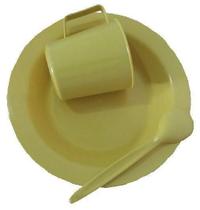 Kit Merenda Escolar Amarelo Prato Colher Caneca Plástica 300 ML - 12 Pçs Kit Merenda Escolar Amarelo Prato Colher Caneca Plástica 300 ML - 12 Pçs