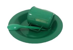 Kit Merenda Escolar Creche Prato Colher Caneca Verde 12 Pçs Kit Merenda Escolar Creche Prato Colher Caneca Verde 12 Pçs