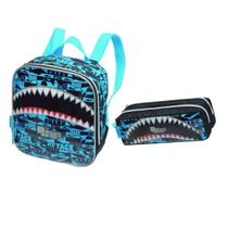 Kit Merendeira Lancheira e Estojo Escolar Pack Me Shark