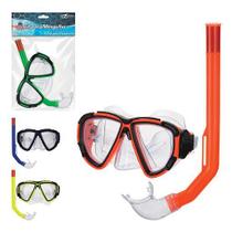 Kit Mergulho Colorido - Óculos E Snorkel Praia e Piscina