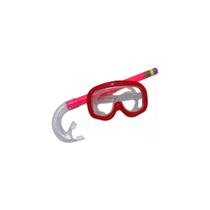 Kit mergulho com máscara e snorkel infantil dute vermelho