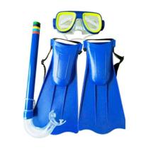 Kit Mergulho Completo Infantil Máscara Snorkel Pé De Pato Óculos Nadadeira Natação