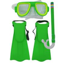 Kit Mergulho Completo Infantil Máscara Snorkel Pé Pato Kit Mergulho Completo Infantil Máscara Snorkel Pé Pato