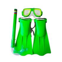 Kit Mergulho Infantil Pé De Pato E Acessórios Verde 3+ DMT Kit Mergulho Infantil Pé De Pato E Acessórios Verde 3+ DMT